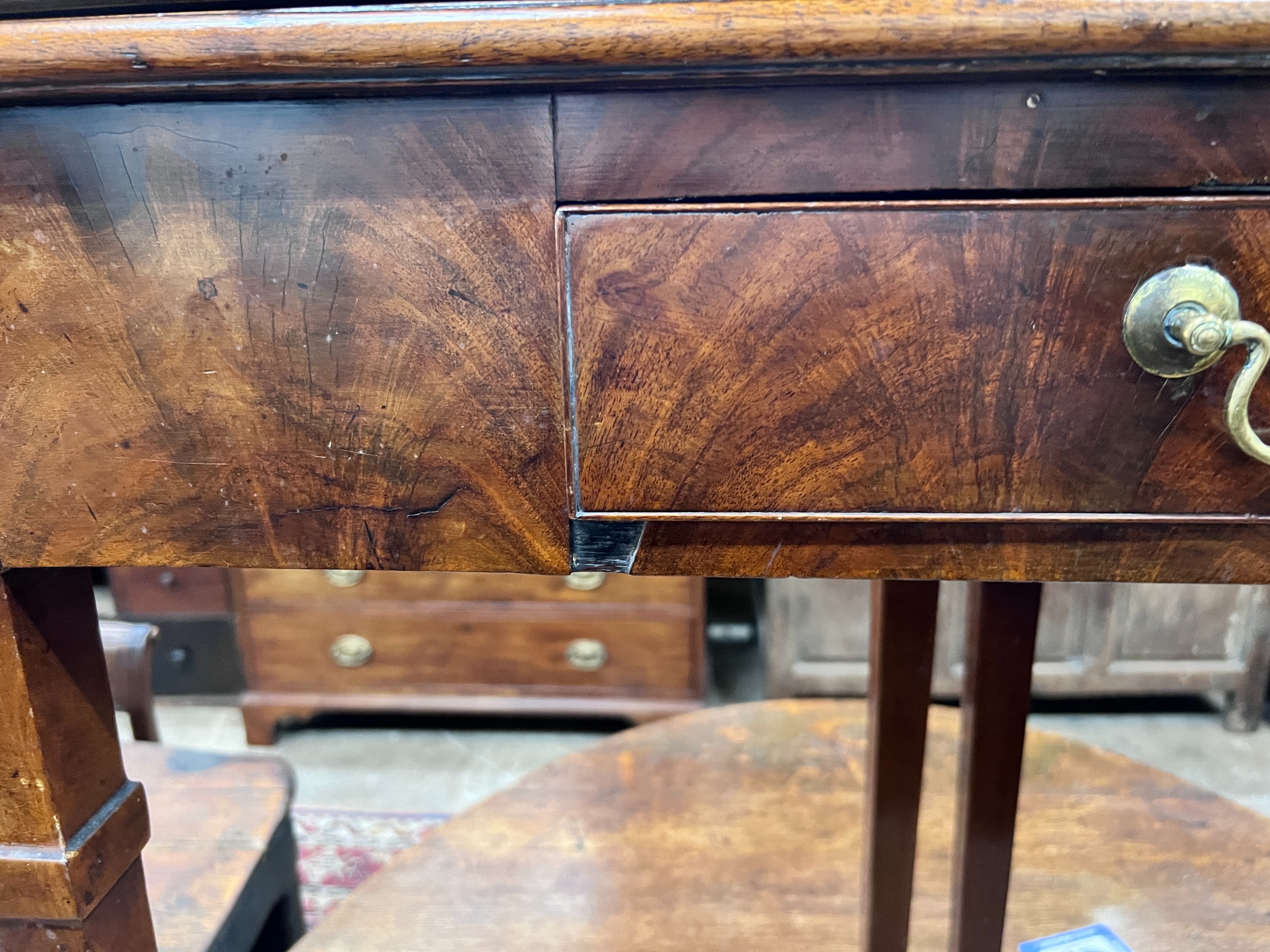 A George III mahogany rectangular folding tea table, width 86cm, depth 42cm, height 73cm *Please note the sale commences at 9am.